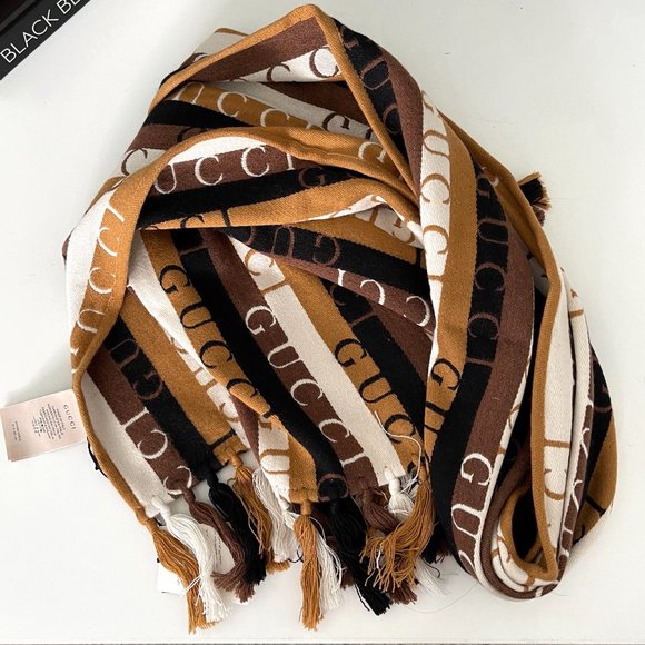 Gucci 634166 4GB22 SC Woodstripes Wool Scarf, 37cm X 180cm - Picture 10 of 16